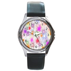 Star Dab Farbkleckse Leaf Flower Round Metal Watch by Sapixe