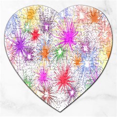 Star Dab Farbkleckse Leaf Flower Jigsaw Puzzle (heart) by Sapixe