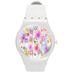 Star Dab Farbkleckse Leaf Flower Round Plastic Sport Watch (m) by Sapixe