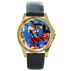 Creativeness Art Illustration Round Gold Metal Watch by Sapixe