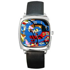 Creativeness Art Illustration Square Metal Watch by Sapixe