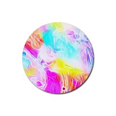 Background Drips Fluid Colorful Rubber Round Coaster (4 Pack)  by Sapixe