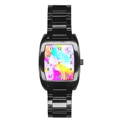 Background Drips Fluid Colorful Stainless Steel Barrel Watch by Sapixe