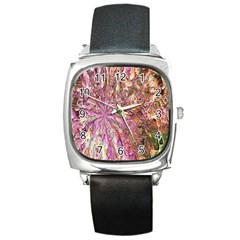 Background Swirl Art Abstract Square Metal Watch by Sapixe