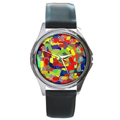 Abstract Art Structure Round Metal Watch by Sapixe