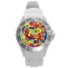 Abstract Art Structure Round Plastic Sport Watch (l) by Sapixe