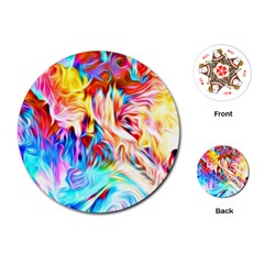 Background Drips Fluid Colorful Playing Cards (round) by Sapixe