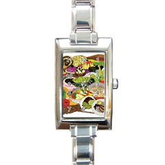 Eat Food Background Art Color Rectangle Italian Charm Watch by Sapixe