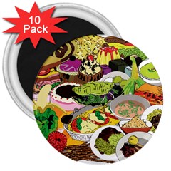 Eat Food Background Art Color 3  Magnets (10 Pack)  by Sapixe