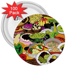 Eat Food Background Art Color 3  Buttons (100 Pack)  by Sapixe