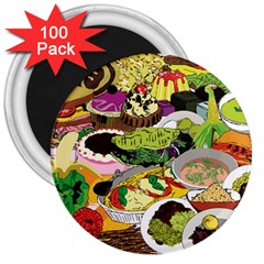 Eat Food Background Art Color 3  Magnets (100 Pack) by Sapixe