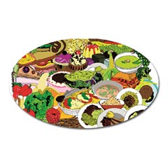 Eat Food Background Art Color Oval Magnet by Sapixe