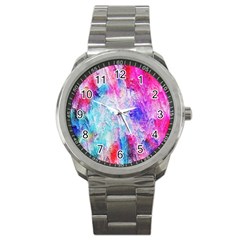 Background Art Abstract Watercolor Sport Metal Watch by Sapixe