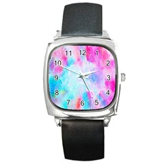 Background Drips Fluid Square Metal Watch by Sapixe