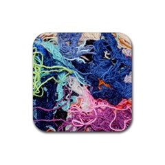 Wool Yarn Colorful Handicraft Rubber Coaster (square)  by Sapixe