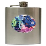 Wool Yarn Colorful Handicraft Hip Flask (6 oz) Front