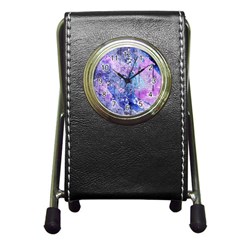 Background Art Abstract Watercolor Pen Holder Desk Clock by Sapixe