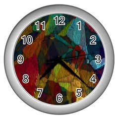 Background Color Template Abstract Wall Clock (silver) by Sapixe