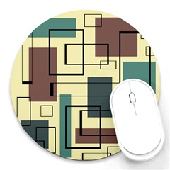 Mid Century Modern Rectangles Round Mousepads by KayCordingly