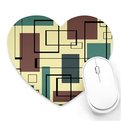 Mid Century Modern Rectangles Heart Mousepads by KayCordingly