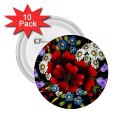 Flower Decoration Bouquet Of Flowers 2 25  Buttons (10 Pack)  by Sapixe