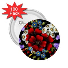 Flower Decoration Bouquet Of Flowers 2 25  Buttons (100 Pack)  by Sapixe