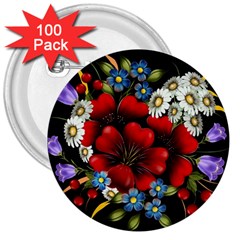 Flower Decoration Bouquet Of Flowers 3  Buttons (100 Pack)  by Sapixe