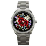 Flower Decoration Bouquet Of Flowers Sport Metal Watch Front