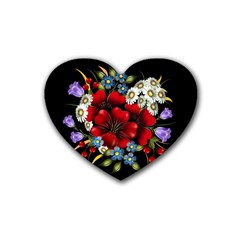 Flower Decoration Bouquet Of Flowers Rubber Coaster (heart)  by Sapixe