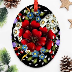 Flower Decoration Bouquet Of Flowers Oval Filigree Ornament (two Sides) by Sapixe