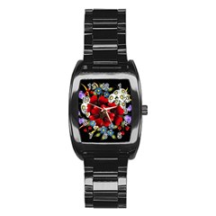 Flower Decoration Bouquet Of Flowers Stainless Steel Barrel Watch by Sapixe