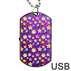 Default Floral Tissue Curtain Dog Tag Usb Flash (two Sides) by Sapixe