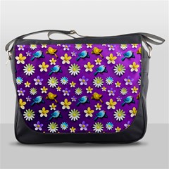 Default Floral Tissue Curtain Messenger Bag by Sapixe