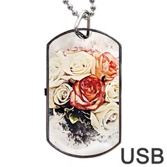 Flowers Background Wallpaper Art Dog Tag Usb Flash (one Side) by Sapixe