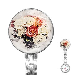 Flowers Background Wallpaper Art Stainless Steel Nurses Watch by Sapixe