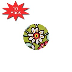 Flowers Fabrics Floral Design 1  Mini Buttons (10 Pack)  by Sapixe