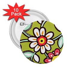 Flowers Fabrics Floral Design 2 25  Buttons (10 Pack)  by Sapixe