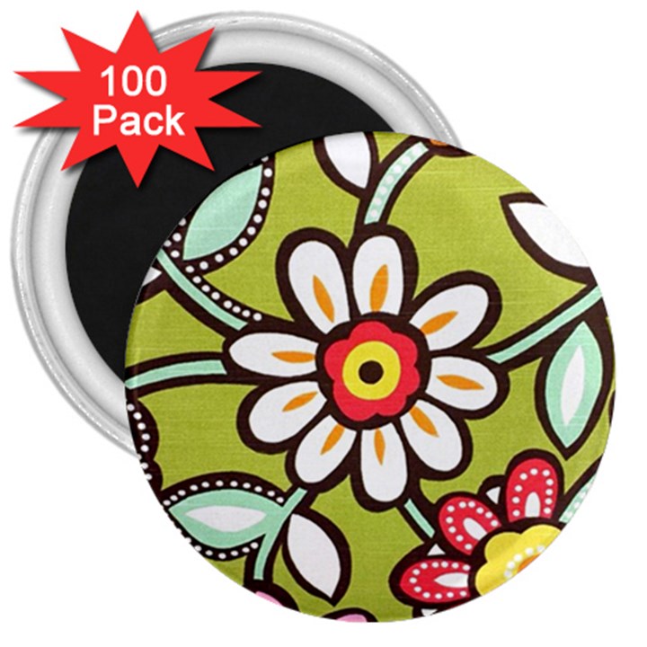 Flowers Fabrics Floral Design 3  Magnets (100 pack)