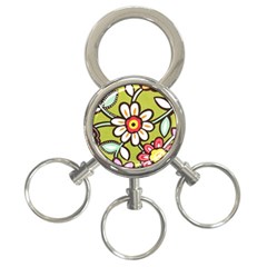 Flowers Fabrics Floral Design 3-ring Key Chains by Sapixe