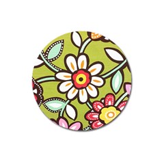 Flowers Fabrics Floral Design Magnet 3  (round) by Sapixe