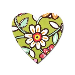 Flowers Fabrics Floral Design Heart Magnet by Sapixe