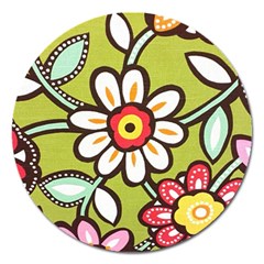 Flowers Fabrics Floral Design Magnet 5  (round) by Sapixe