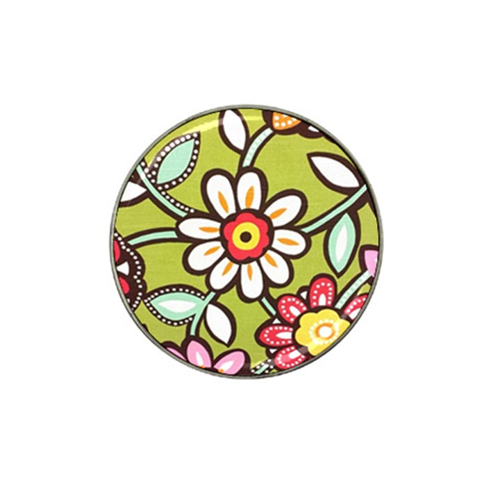 Flowers Fabrics Floral Design Hat Clip Ball Marker (4 pack)