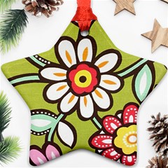 Flowers Fabrics Floral Design Star Ornament (two Sides) by Sapixe