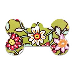 Flowers Fabrics Floral Design Dog Tag Bone (one Side) by Sapixe