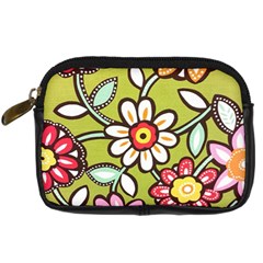 Flowers Fabrics Floral Design Digital Camera Leather Case by Sapixe