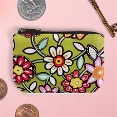 Flowers Fabrics Floral Design Mini Coin Purse by Sapixe