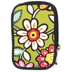 Flowers Fabrics Floral Design Compact Camera Leather Case by Sapixe