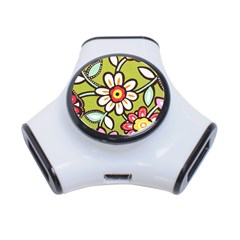 Flowers Fabrics Floral Design 3-port Usb Hub by Sapixe