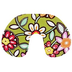 Flowers Fabrics Floral Design Travel Neck Pillows by Sapixe